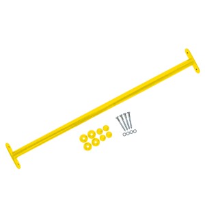 Reckstange 125 cm Metall Gelb – stabile Turnstange für Spielturm & Garten inkl. Schrauben, Scheiben & Abdeckkappen Bild 2