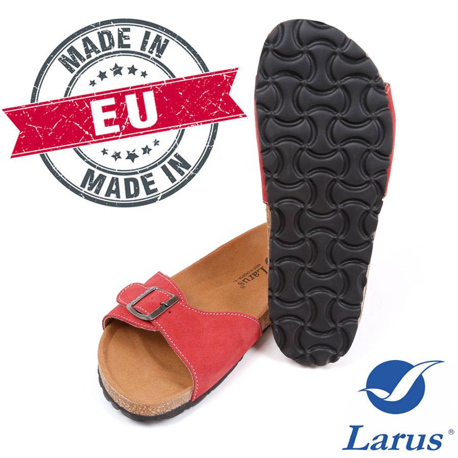 DAMEN SANDALE PANTOLETTE MIT RIEMEN JULIA ROT FUSSBETT ANATOMISCH