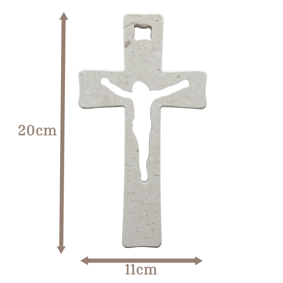 Wandkreuz aus Naturstein – 20 cm – Handgefertigtes Steinkreuz mit ausgefräster Jesus-Figur